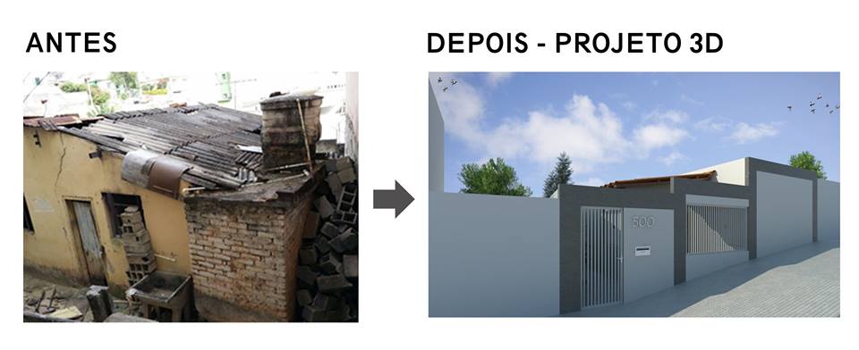 Antes e depois de casa projeto Pilares do Bem
